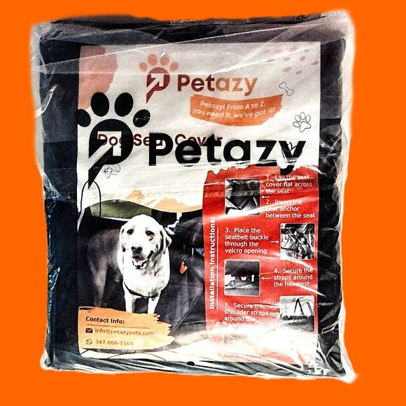 Dog Backseat Cover (Car/Truck/SUV) Hammock Style, Zip Ends, 2 Safety Belts ~ NEW - Picture 1 of 15